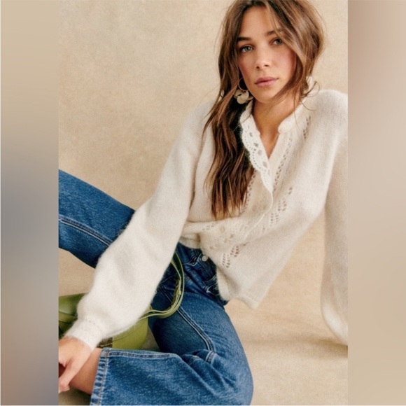 Sezane Angie Cardigan Ecru XS - Picture 2 of 6